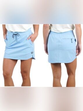 NWOT AFTCO Striking Fishing Baby Blue Stretch Elastic Waist Active Skort Large